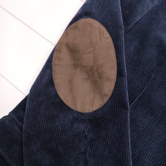 Brooks Brothers Navy Corduroy Blazer Regent Fit Elbow Patches Ivy Classic 46R - Picture 8 of 14